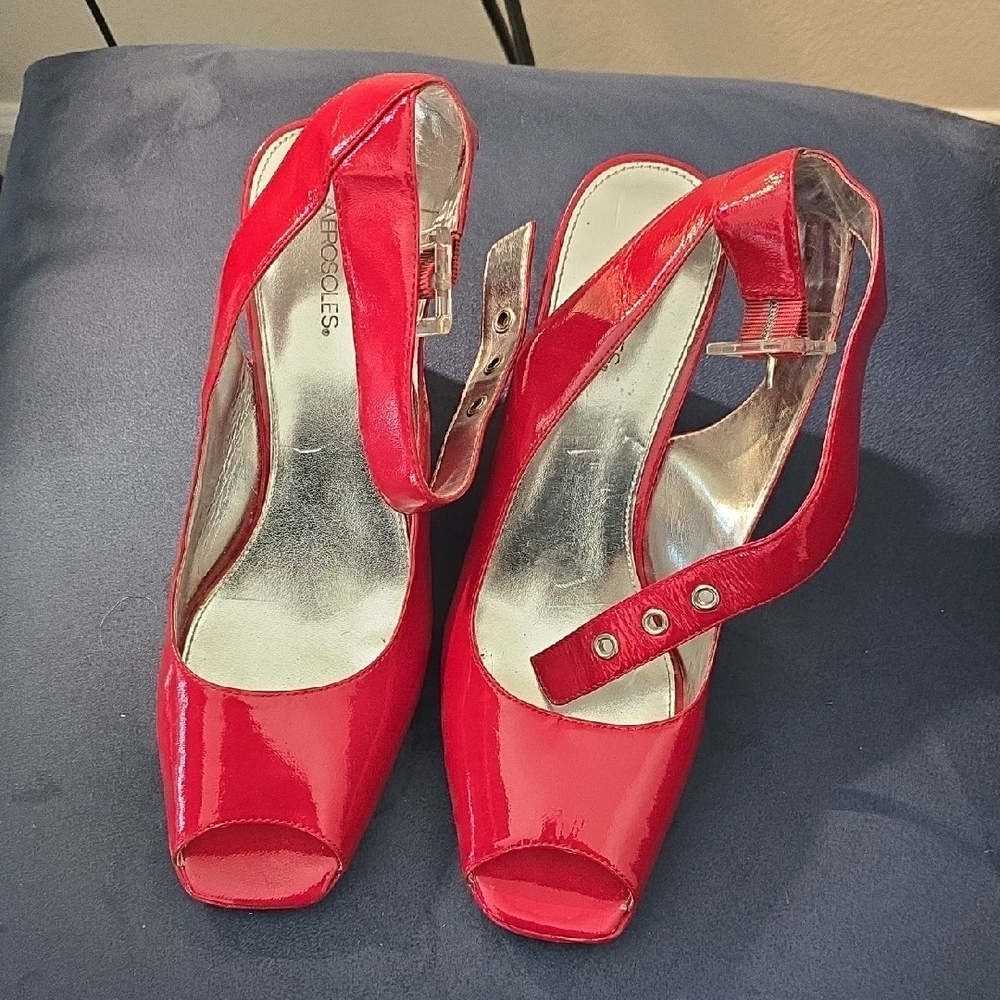 AEROSOLES Red Peep-Toe Heels